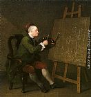 William Hogarth Canvas Paintings - Self Portrait at the Easel